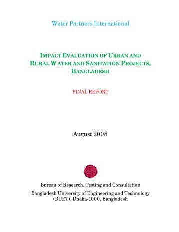 Impact Evaluation of Urban and Rural Water and Sanitation Projects ...