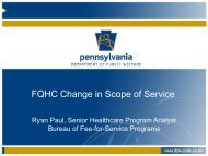 FQHC Change in Scope of Service - Pennsylvania Association of ...