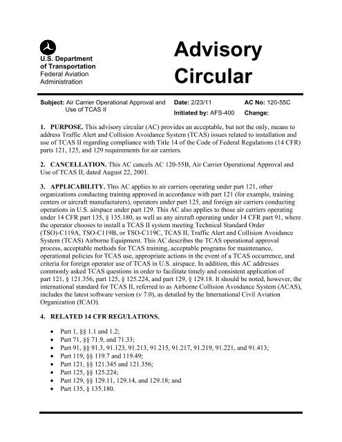 AC 120-55C Air Carrier TCAS - Code7700