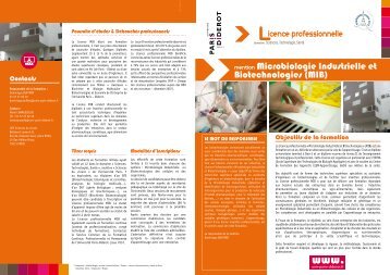 Microbiologie Industrielle et Biotechnologie - UniversitÃ© Paris ...