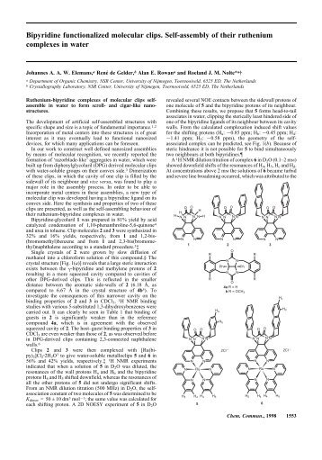 Bipyridine functionalized molecular clips. Self-assembly of their ...