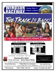 LIVE HARNESS RACING SCHEDULE Roaring 20's Slots* - Windsor ...