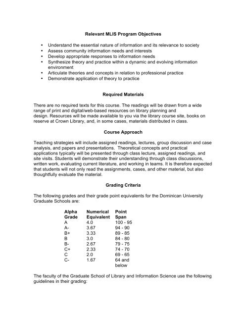 Planning and Equipping Libraries - Dominican University