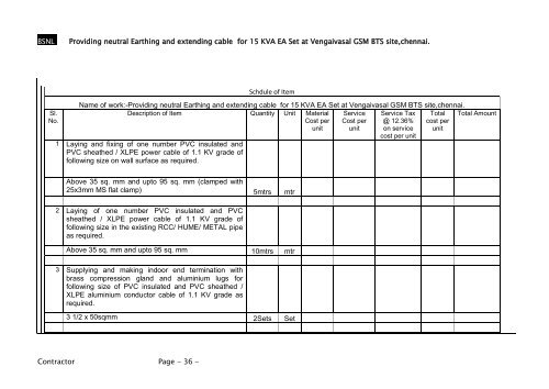 BSNL EW Providing neutral Earthing and extending cable for 15 ...