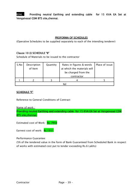 BSNL EW Providing neutral Earthing and extending cable for 15 ...