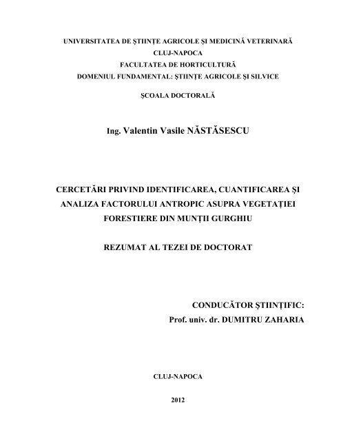 Ing. Valentin Vasile NÄSTÄSESCU - USAMV Cluj-Napoca