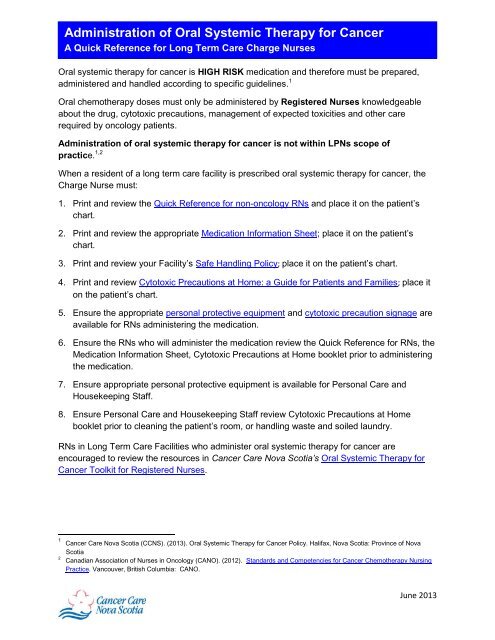 Chemotherapy Order Of Administration Chart