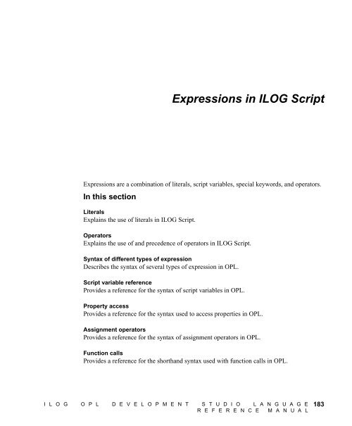 ILOG OPL Development Studio Language Reference Manual