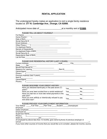 Print and Fill Out a Rental Application - Amir Zaki