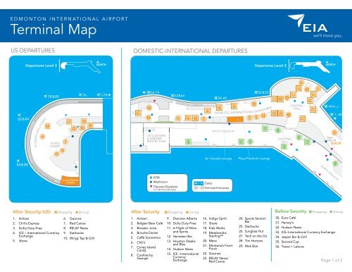 Shopping, Dining and Terminal Map - Edmonton International Airport