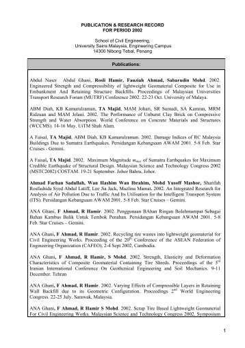 Appendix A - Curriculum Vitae - School of Civil Engineering - USM