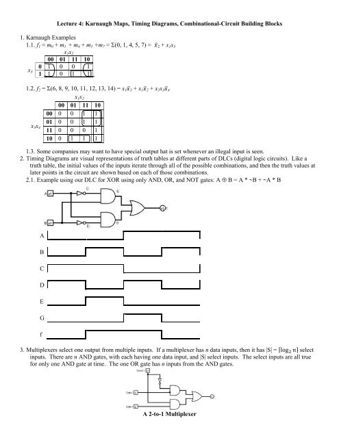 Lecture 4: Karnaugh Maps, Timing Diagrams ... - CS-CSIF