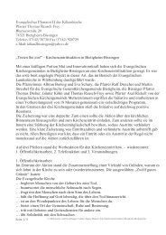 Evangelisches Pfarramt II der Kilianskirche Pfarrer Thomas Reusch ...