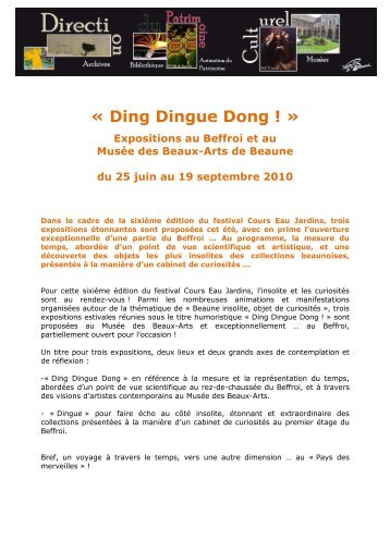 CP expositions Ding Dingue Dong Beaune - MusÃ©es de Bourgogne