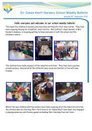 Sir James Knott Nursery School Weekly Bulletin