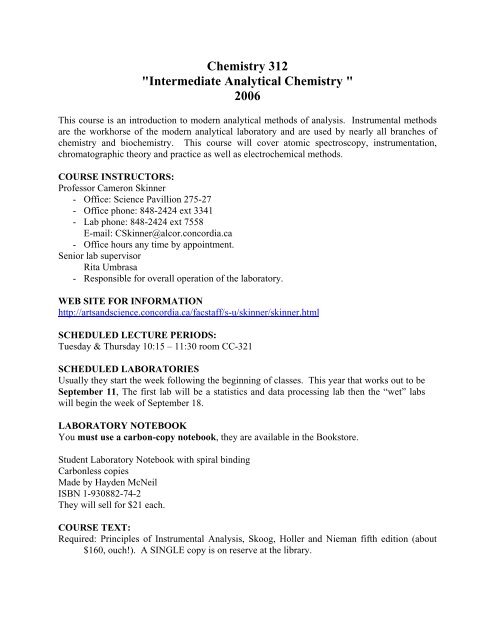 Typical course syllabus (Summer 2007) - Faculty Web Pages ...