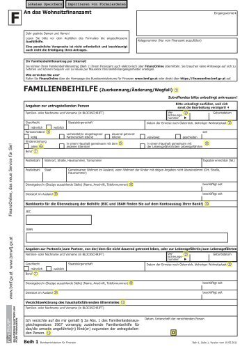 Familienbeihilfe (Zuerkennung/ÃƒÂ„nderung/Wegfall ... - Formulare