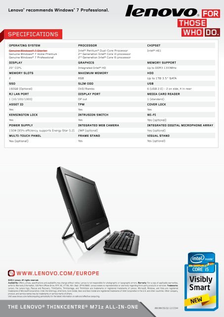 ThinkCentre M71z Datasheet - News - Lenovo