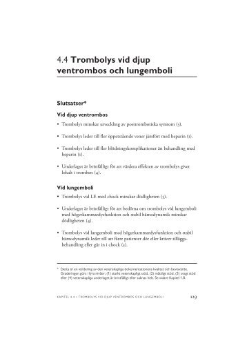 4.4 Trombolys vid djup ventrombos och lungemboli - SBU