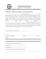 Medical Power of Attorney Form - Brussels American School