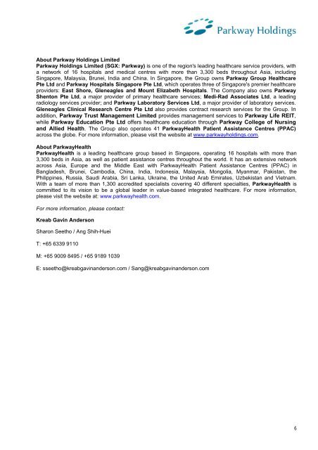 Press release - Parkway Pantai