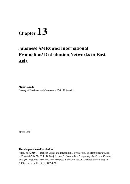 Chapter 13 Japanese SMEs and International Production ... - ERIA