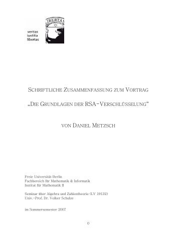 Ausarbeitung zum RSA-Verfahren - Metzsch, Daniel