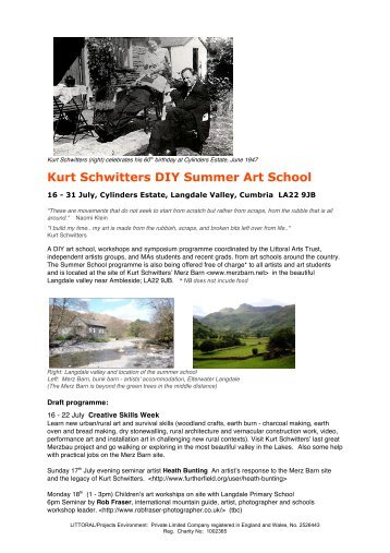 Kurt Schwitters DIY Summer Art School - New Writing Cumbria
