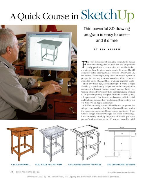 A Quick Course In Sketchup Fine Woodworking