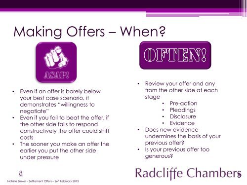 Settlement Offers - Radcliffe Chambers