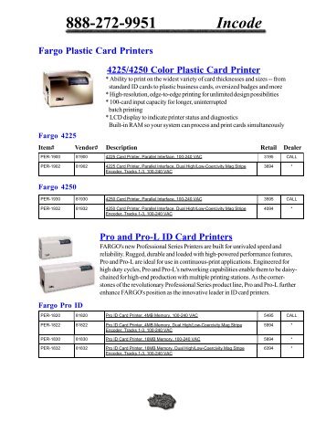 888-272-9951 Incode - Incode Plastic Card Products