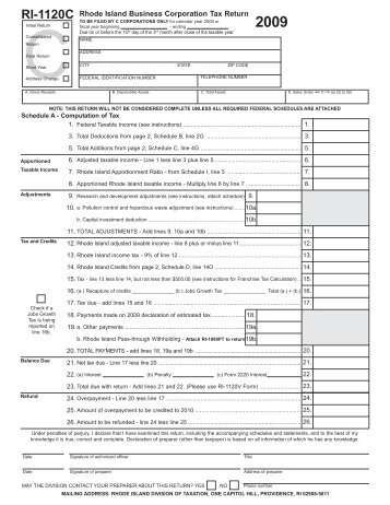 RI-1120C Rhode Island Business Corporation Tax Return