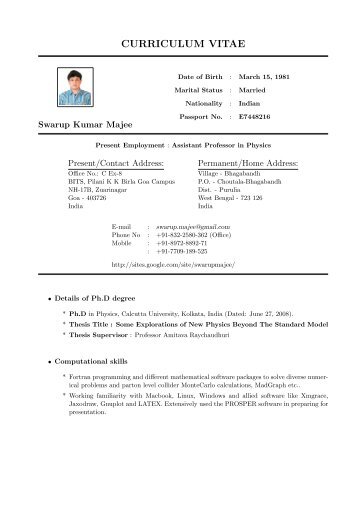 CURRICULUM VITAE - BITS Pilani
