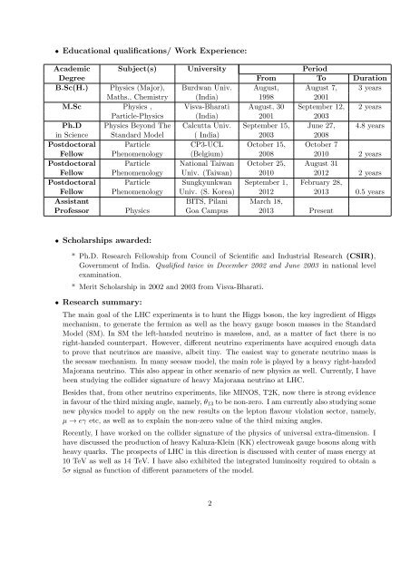 CURRICULUM VITAE - BITS Pilani