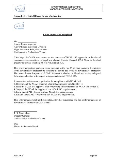 Airworthiness Inspector Handbook Part-II - Civil Aviation Authority of ...