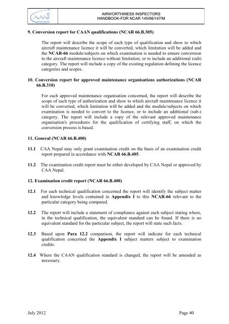 Airworthiness Inspector Handbook Part-II - Civil Aviation Authority of ...