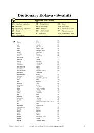 Dictionary Kotava - Swahili - on International Language website