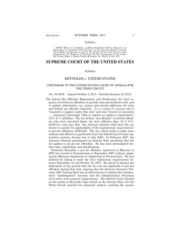 10-6549 Reynolds v. United States (01/23/2012) - Supreme Court of ...
