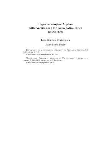 Hyperhomological Algebra with Applications to Commutative Rings ...