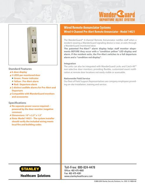 Wired Remote Annunciator Systems - Stanley Healthcare Solutions