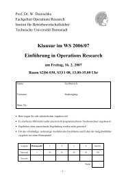 Klausur im WS 2006/07 Einführung in Operations Research