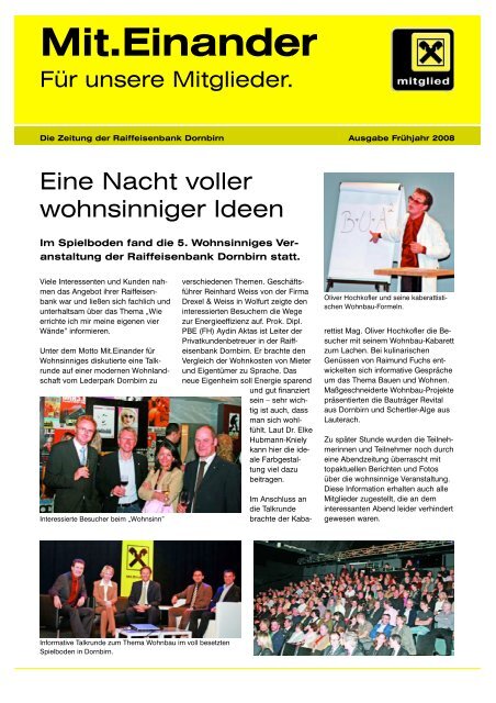 Mitgliederzeitung FrÃ¼hjahr 2008 - Raiffeisenbank Im Rheintal