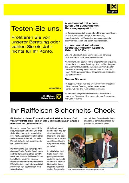 Mitgliederzeitung FrÃ¼hjahr 2008 - Raiffeisenbank Im Rheintal