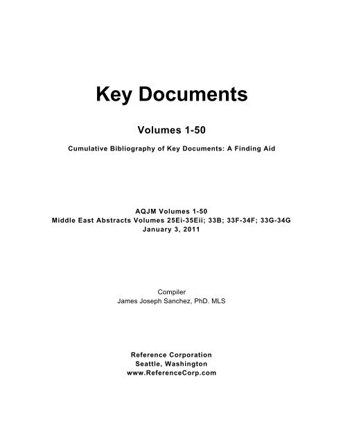 Key Documents Volumes 1-50 - Reference Corporation