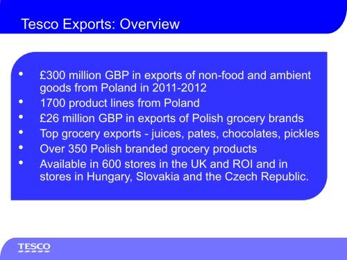 Tesco and Polish Exports by Iwona Sarachman, Head of Corporate ...