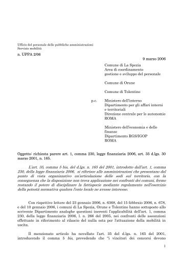 L'art. 35, comma 5 bis, del d.lgs. n. 165 del 2001, introdotto dall'art. 1 ...
