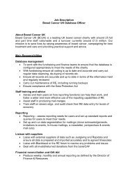 Job Description Bowel Cancer UK Database Officer About Bowel ...