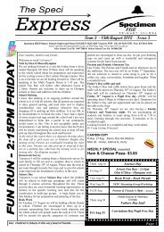 Term 3 - 15th August 2012 Issue 5 - Specimen Hill Primary School