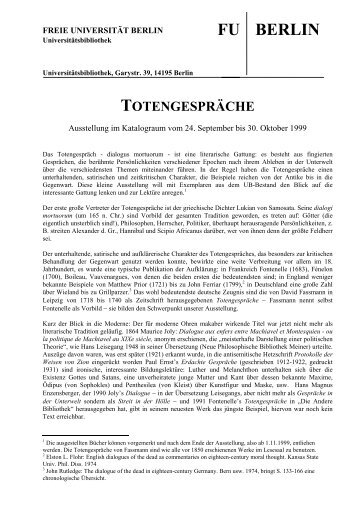 totengespräche - Universitätsbibliothek der Freien Universität Berlin ...