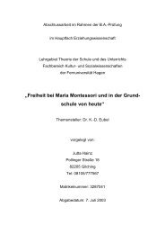 „Freiheit bei Maria Montessori und in der Grund- schule von heute“